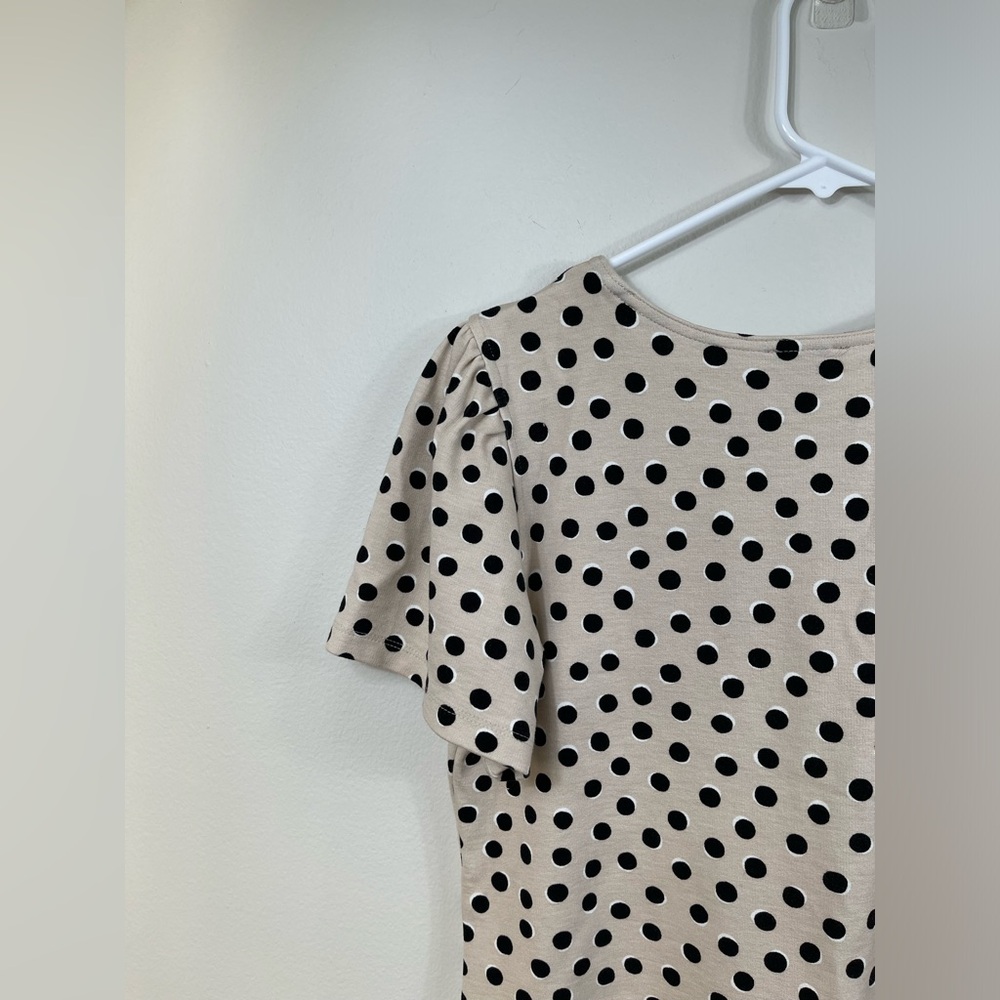 ANN TAYLOR Polka Dot Women's T-Shirt Beige and Black  Size S - Picture 8 of 12